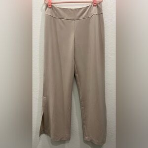White House Black Market Wide Slit Leg, Side Zip,‎ Tan Trousers Size 14 Classy
